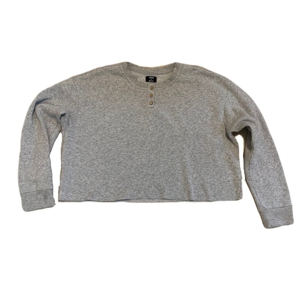 ARDENE Gray Cropped Henley Sweatshirt - XL - Picture 1 of 5